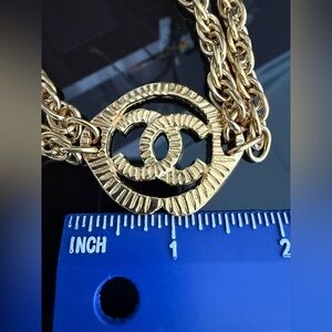 CHANEL Gold-Tone Double Chain CC Logo Necklace